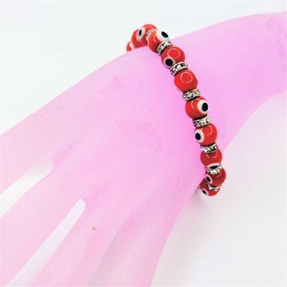 Red Evil Eye Elastic Stretch Bracelet - Picture 1 of 7